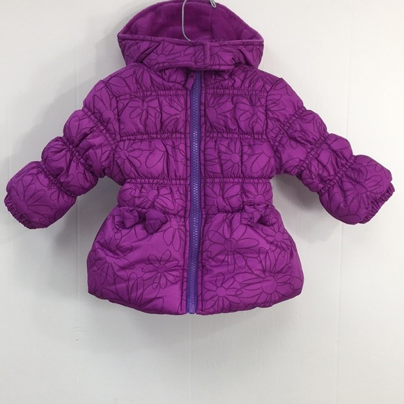 Pink Platinum Purple Daisy Print Coat Bib Set Size 12 M EXCELLENT Condition - Picture 8 of 9